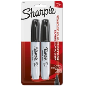 Marcadores permanentes Sharpie, punta cincel, negro, 2 piezas