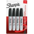 thumbnail image 1 of Sharpie Permanent Markers, Chisel Tip, Black, 4 Count, 1 of 8