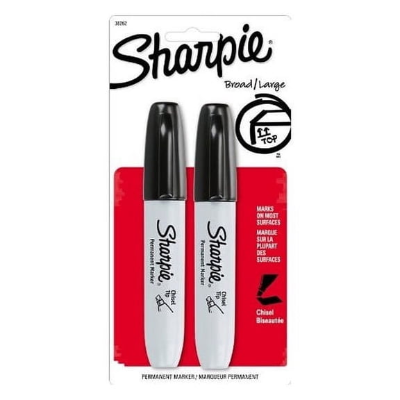 Sharpie, Permanent Markers, Chisel Tip, Black (Pack of 8)