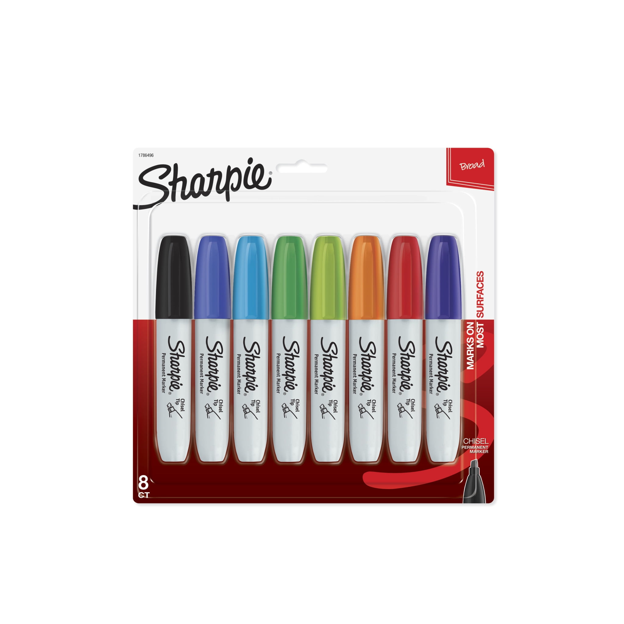 Markers,　Permanent　Sharpie　Count　Classic　Chisel　Tip,　Colors,