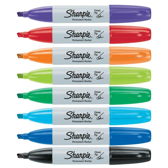 Sharpie Permanent Markers, Chisel Tip, Classic Colors, 8 Count