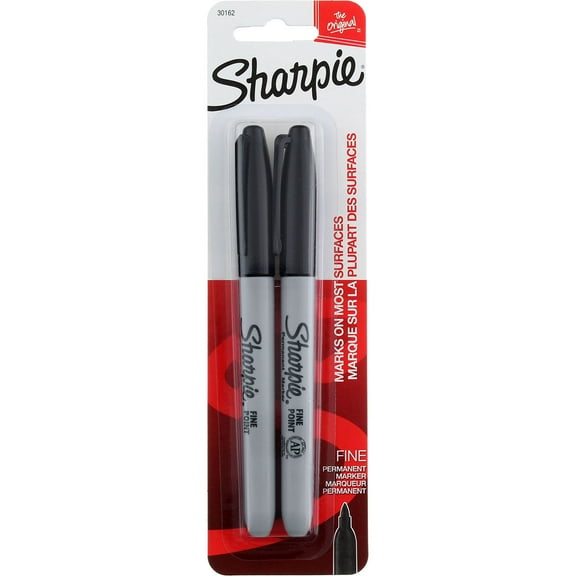 Sharpie Permanent Markers Fine Black 2 ea (Pack of 2)