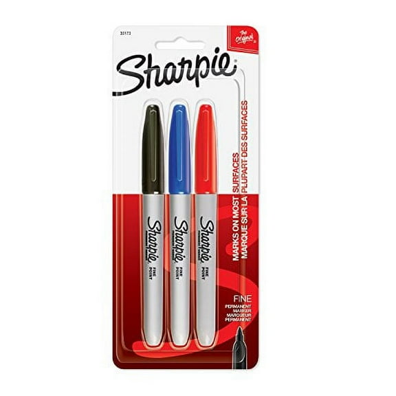 Sharpie Permanent Markers, Fine Point, 3 Count