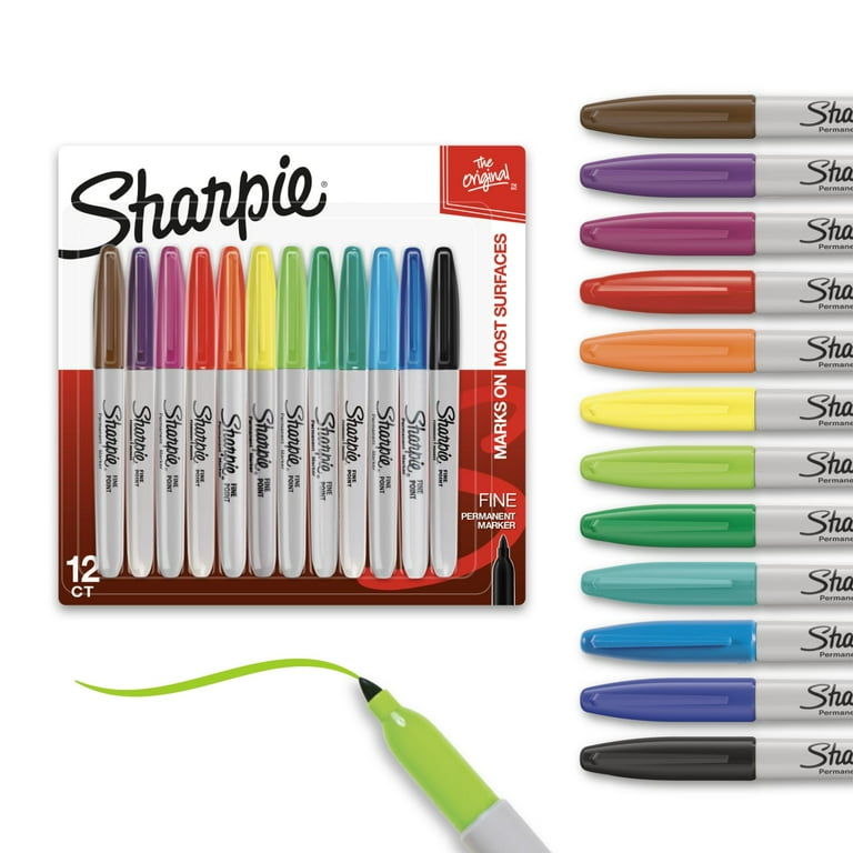 Sharpie Fine Point Permanent Markers, Assorted Colors, 12 Pack