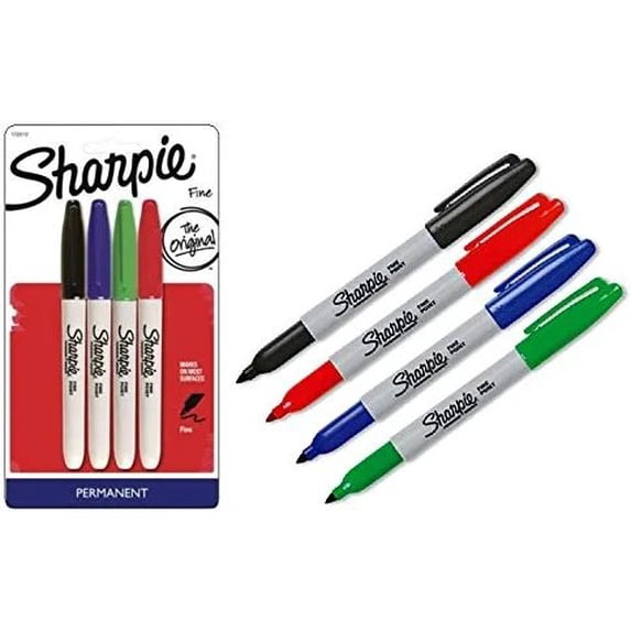 Sharpie 4 Count Assorted Permanent Markers, Fine Point