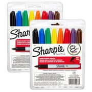 Sharpie Permanent Markers Fine Point Assorted Colors 8 Per Set 2 Sets SAN30078-2