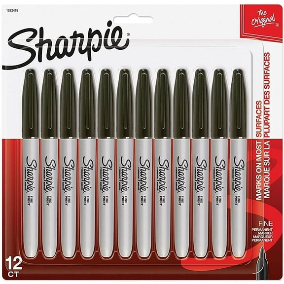 Sharpie Permanent Markers Fine Point Black 12 Count Black 12 count