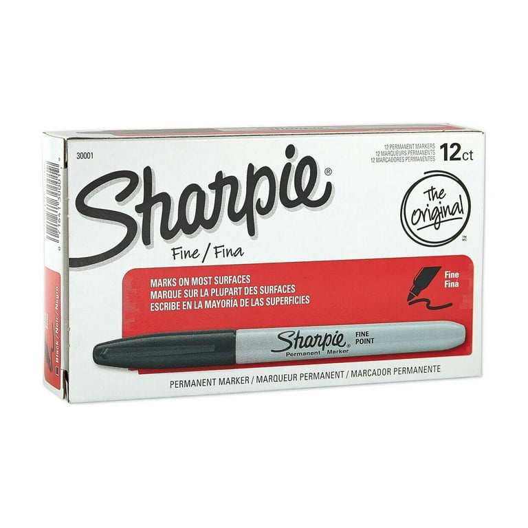 Sharpie Permanent Markers Fine Point Black 12/Pack (30001) 125328