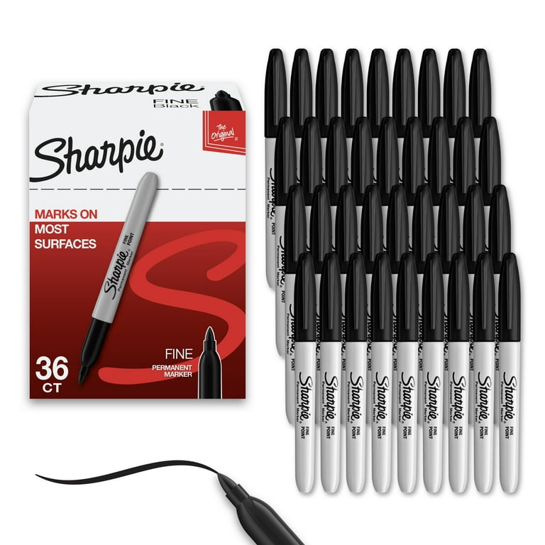 Sharpie Permanent Markers, Fine Point, Black, 12 Count