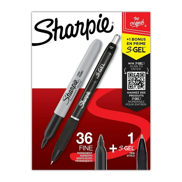 Sharpie Permanent Markers, Fine Point, Black, 36 Count - Walmart.com