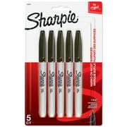 Sharpie Permanent Markers, Fine Point, Black, 5 Count