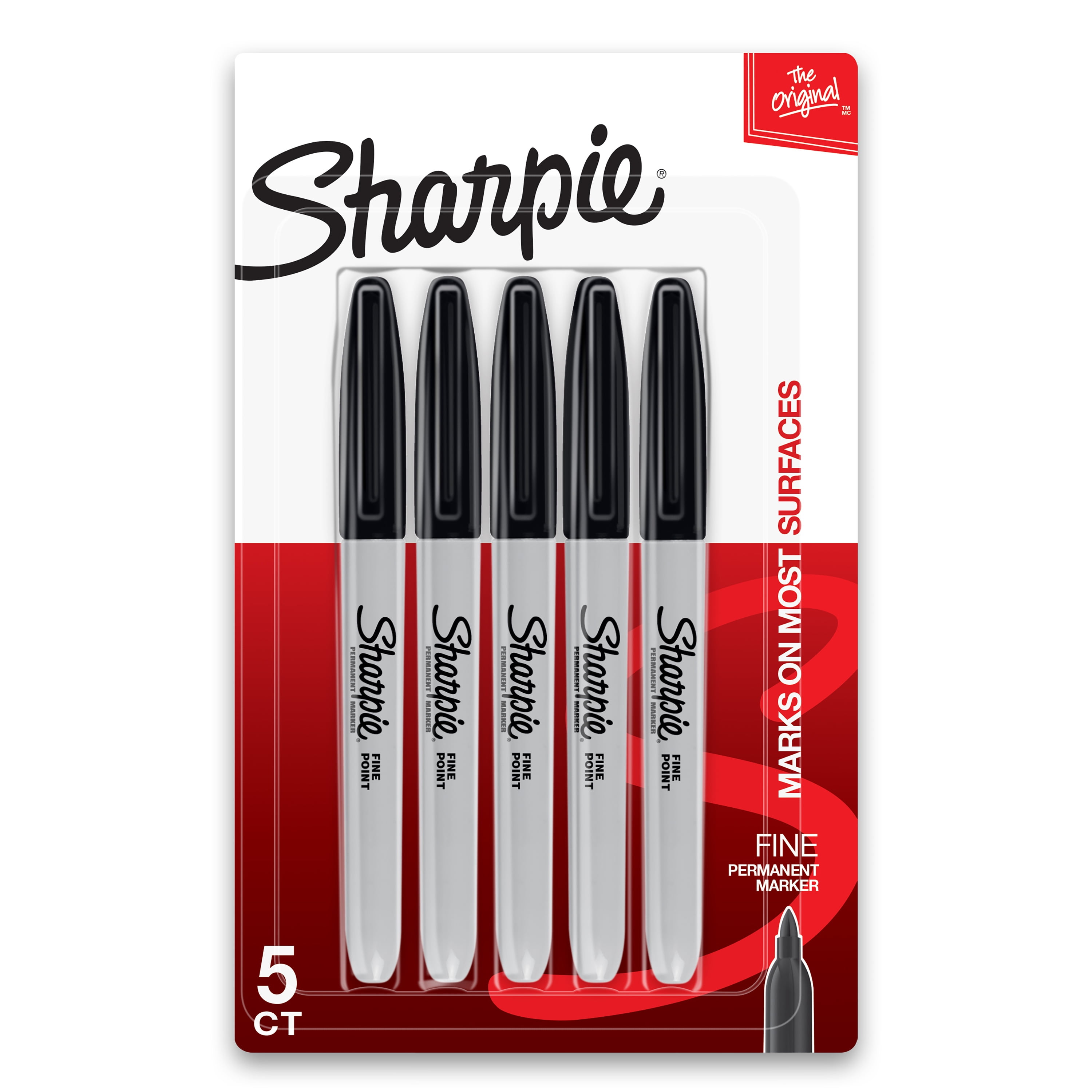 Fine Tip Permanent Marker, Fine Bullet Tip, Black, 5/Pack Fine Tip Permanent Marker, Fine Bullet Tip, Black, 5/Pack