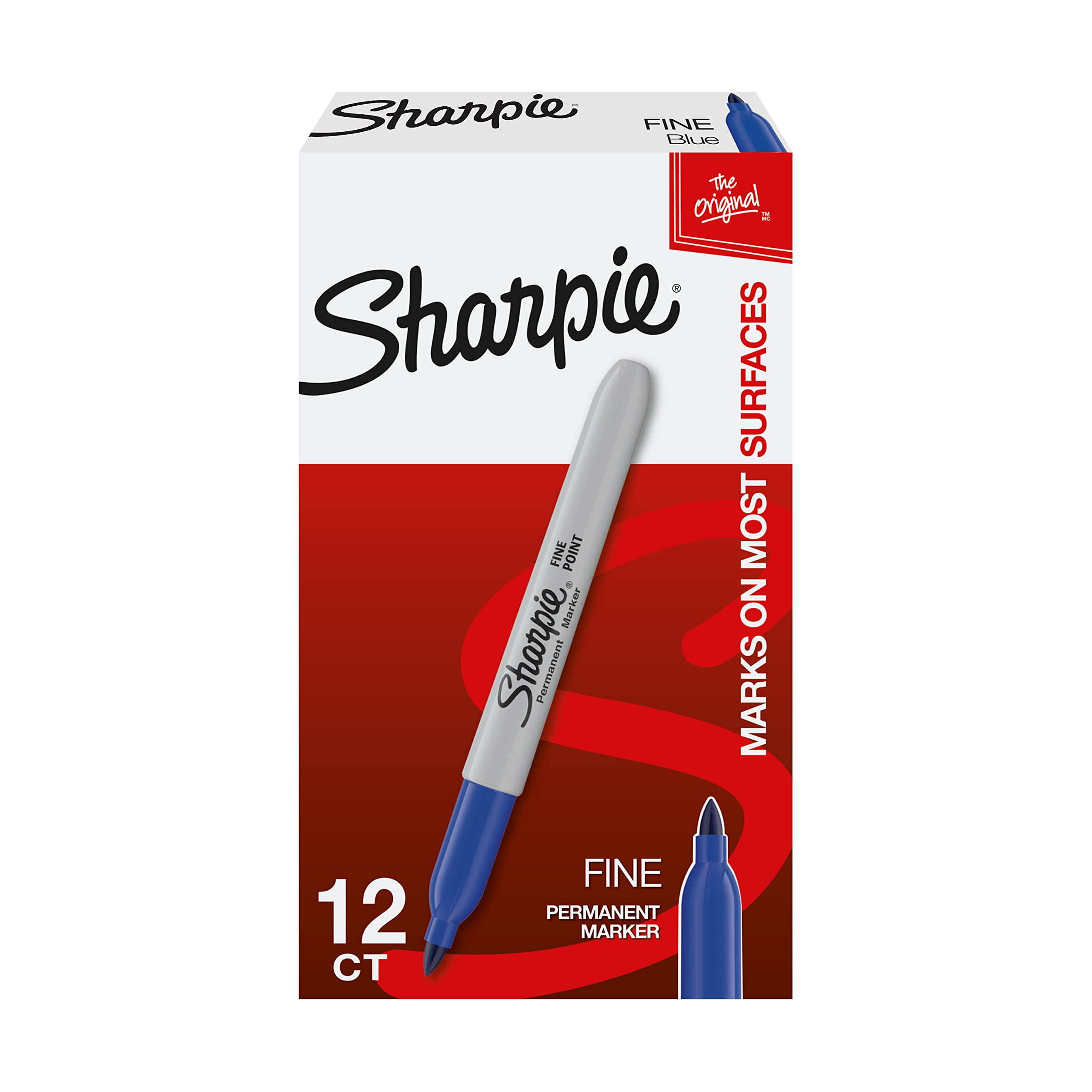 Sharpie Permanent Markers, Fine Point, Blue, 12 Count - Walmart.com