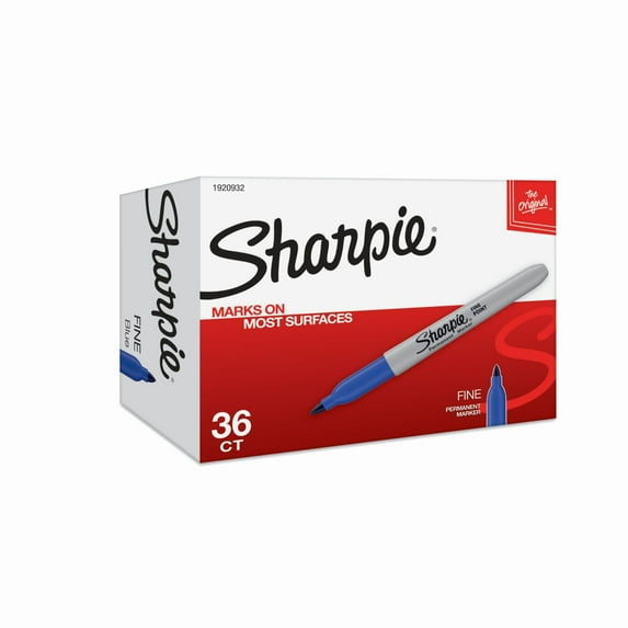 Sharpie Permanent Markers, Fine Point, Blue, 36 Count