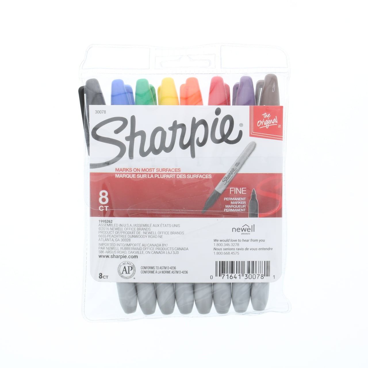 Sharpie Permanent Markers, Fine Point, Classic Colors, 8 Count