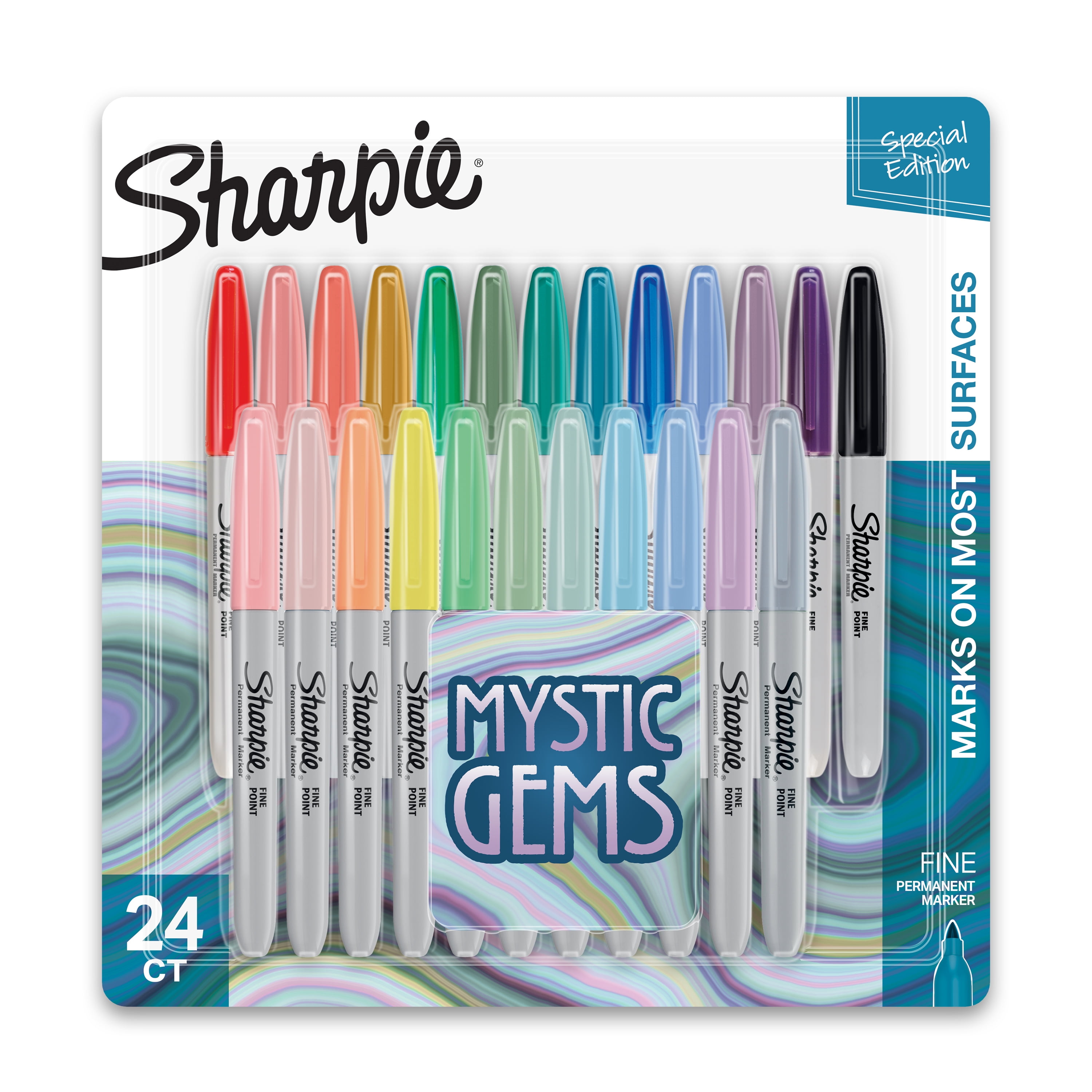 Sharpie Fine Point Permanent Markers - Mystic Gem Colors, Set of 24