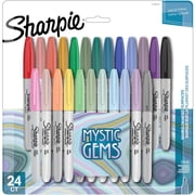Sharpie Permanent Markers, Fine Point, Featuring Mystic Gem Color Markers, Assorted, 24 Count
