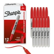 Sharpie Permanent Markers, Fine Point, Red, 12 Count
