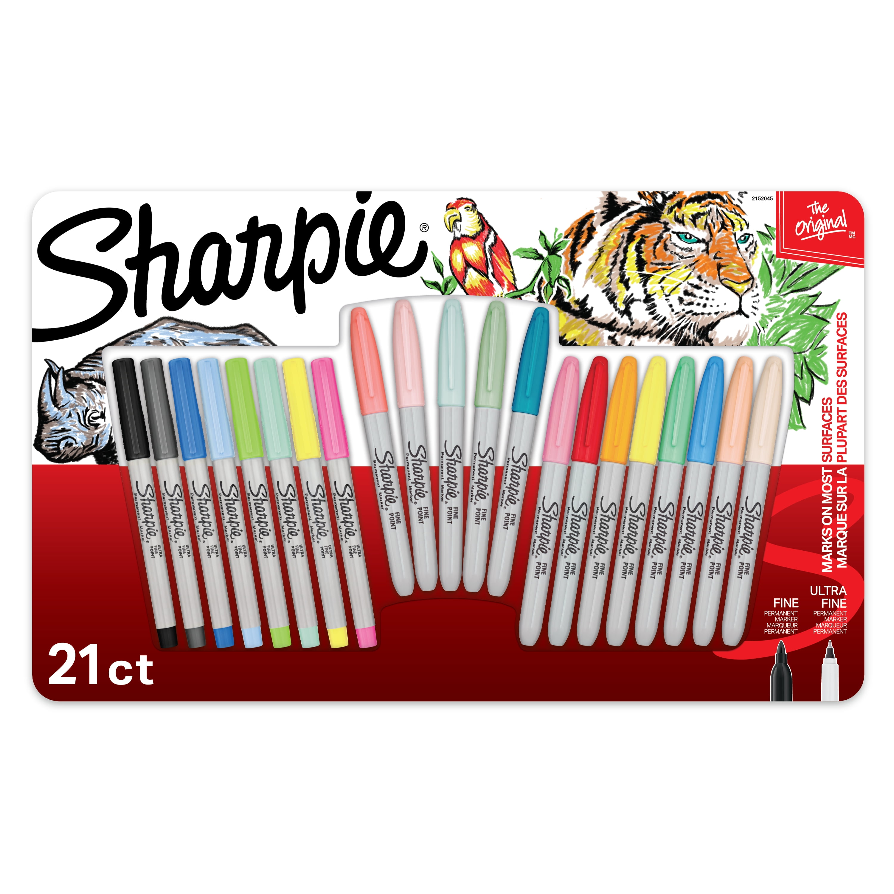 Sharpie Permanent Markers 21 Fine & Ultra Fine Assorted Colors Art Drawing