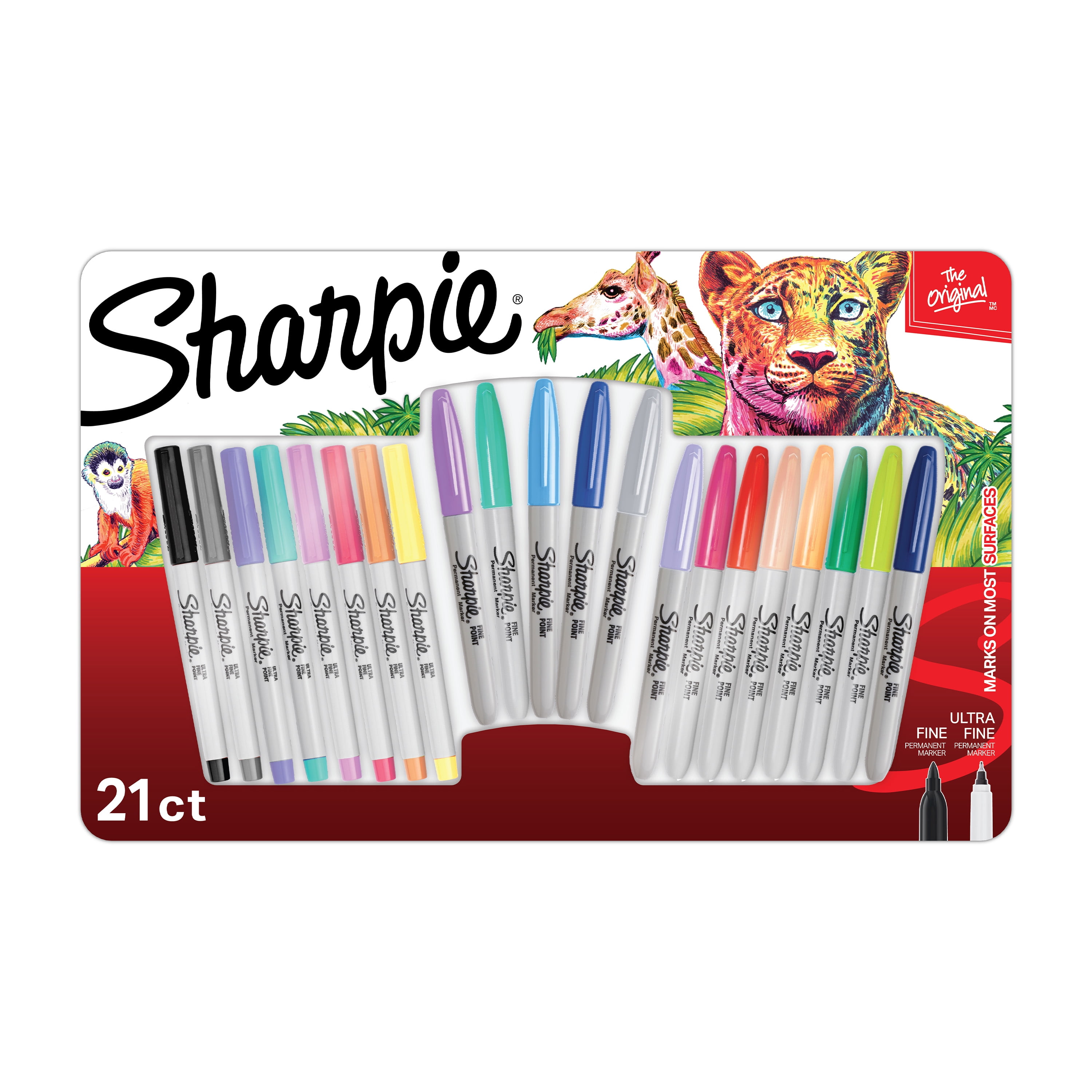 Sharpie Permanent Markers, Fine and Ultra Fine Tips, Assorted Colors, 21 Count