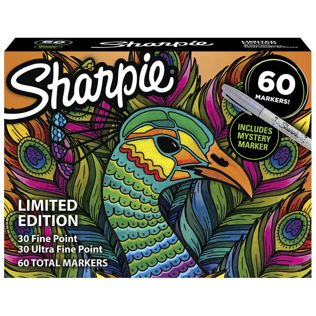 Sharpie Permanent Markers, Limited Edition, Assorted Colors Plus 1 Mystery Marker, 60 Count
