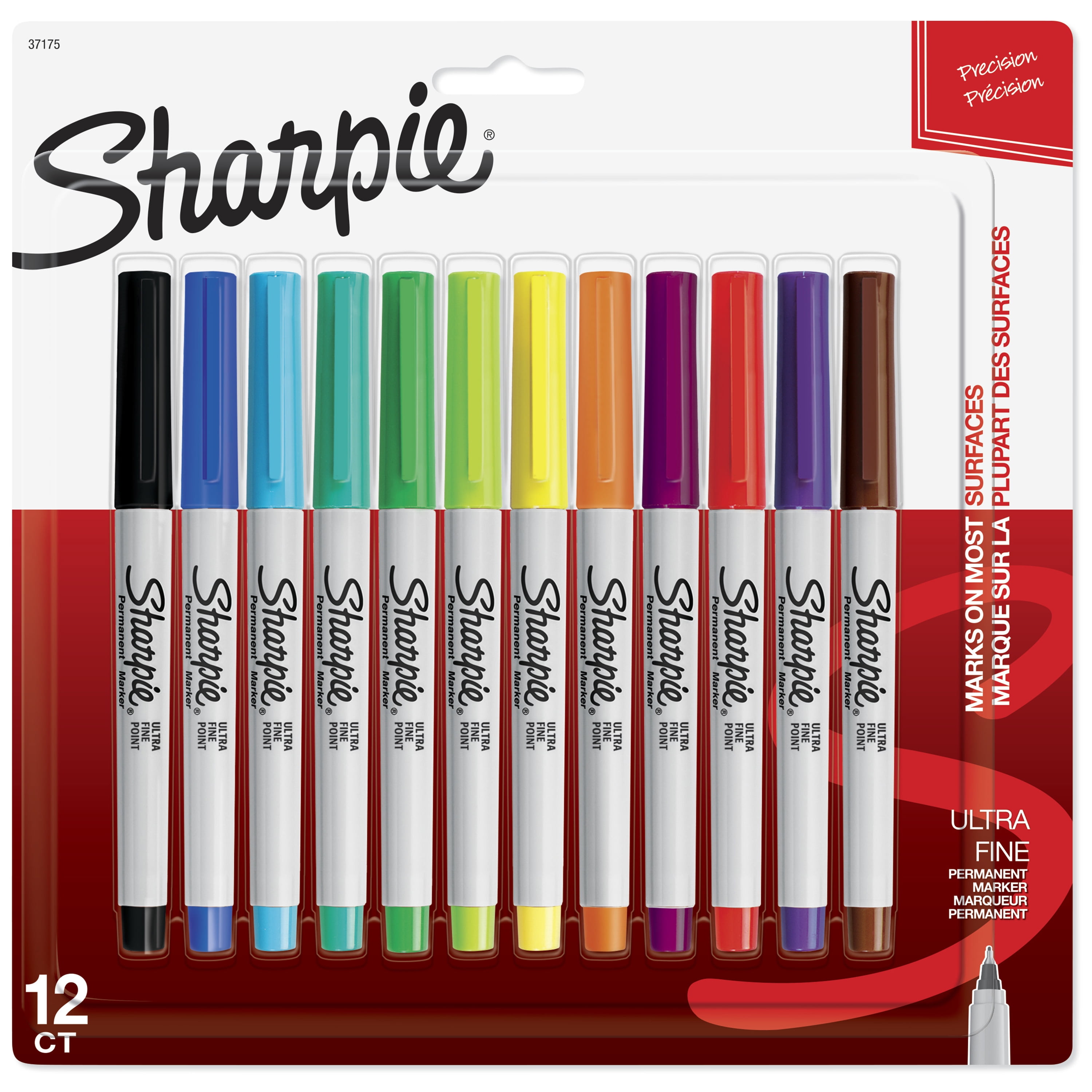 Sharpie Permanent Markers Ultra Fine Point Assorted Colors 12 Count