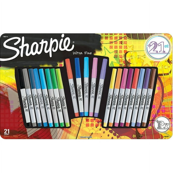 Sharpie Permanent Markers, Ultra Fine Point, Assorted Colors, 21 Pack