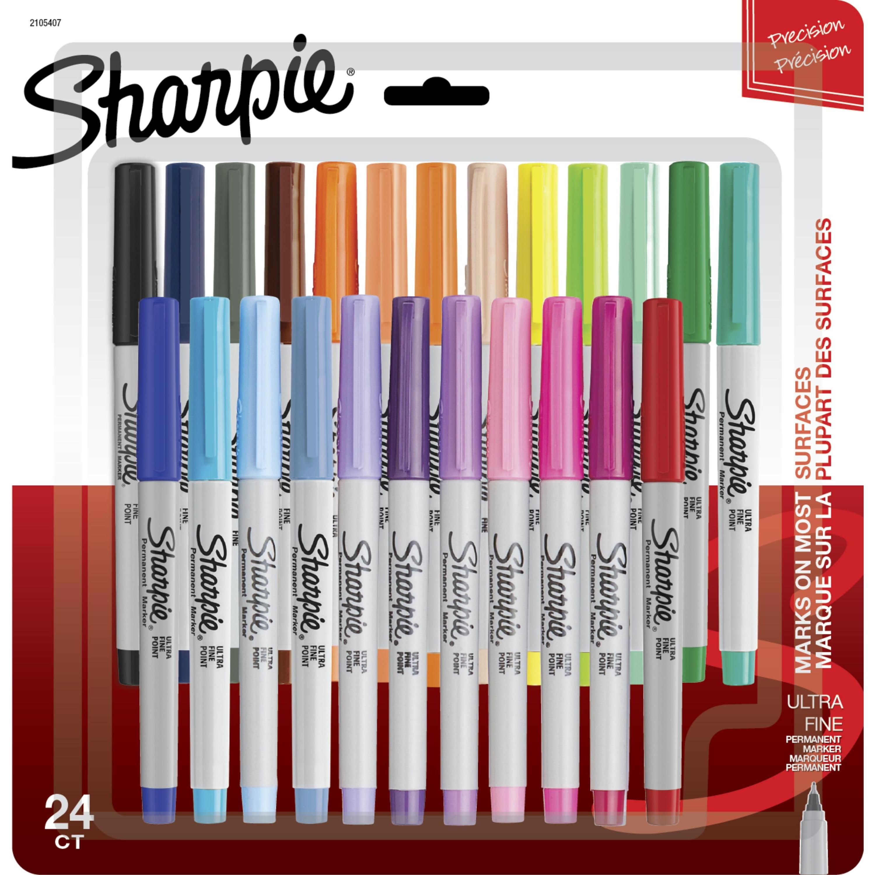 SHARPIE 24 Set Coloured Fine Point Permanent Marker NEW + bonus