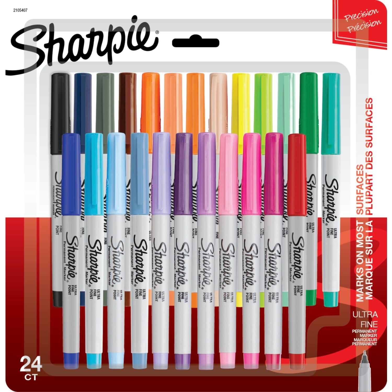 Sharpie Permanent Markers, Ultra Fine Point, Assorted Colors, 24