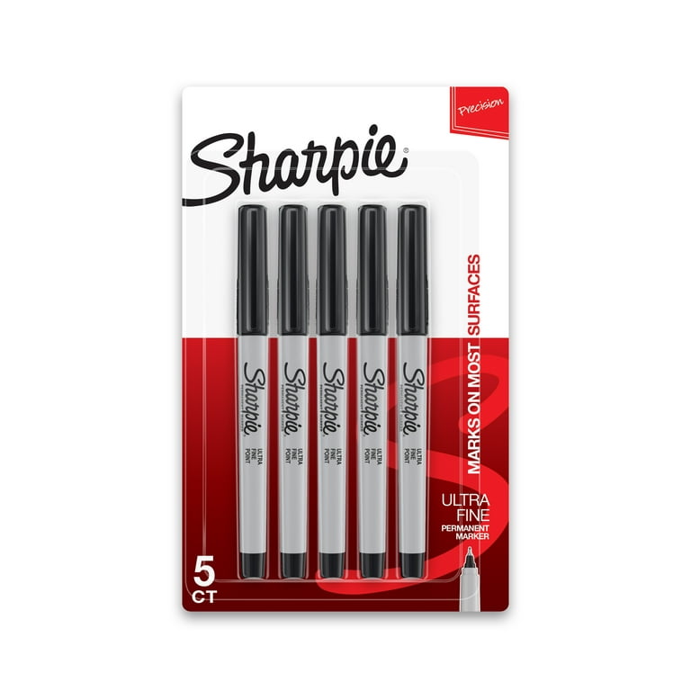 Sharpie, Permanent Markers, Fine Point, Black, Pack of 5
