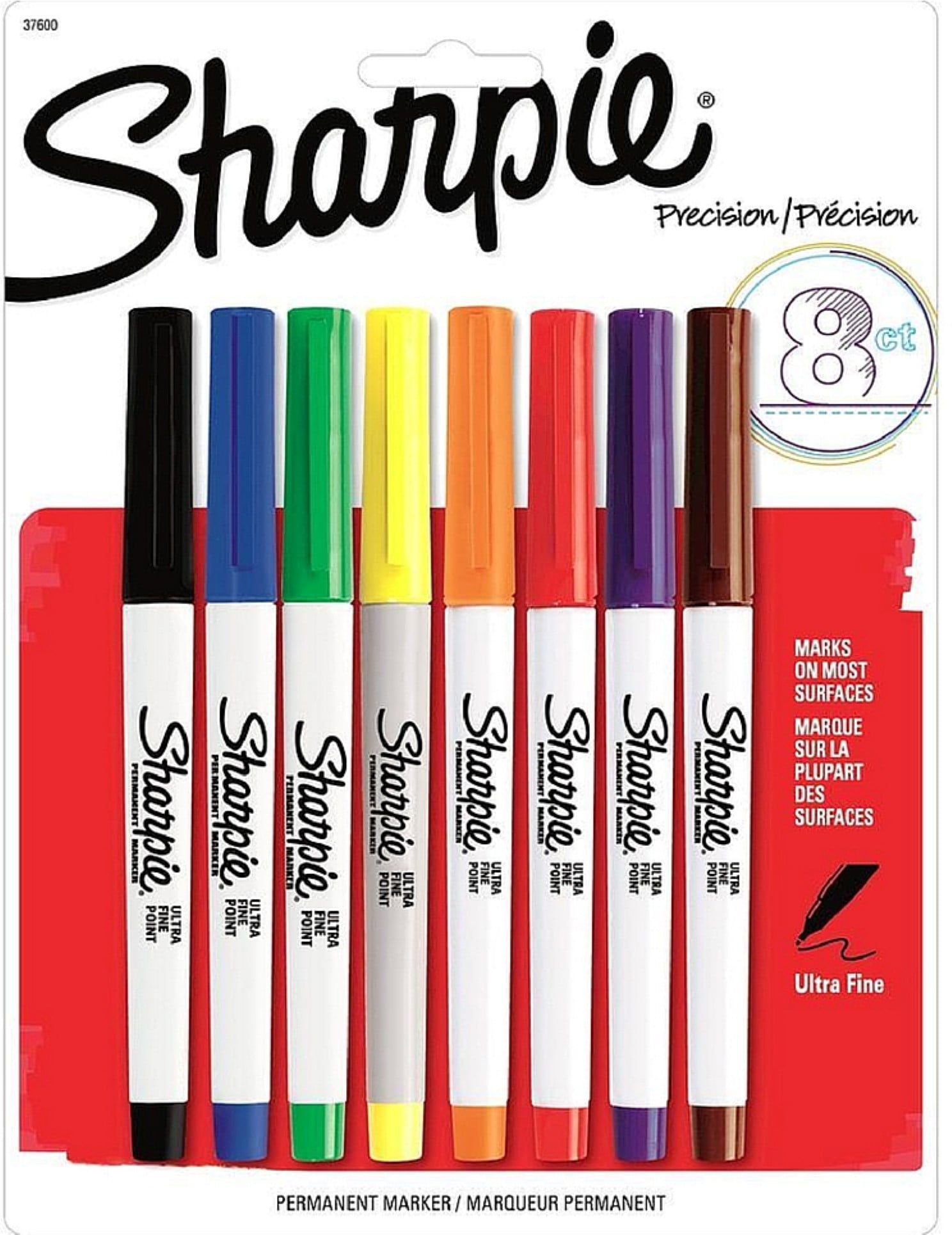 Sharpie Permanent Markers, Ultra Fine Point, Classic Colors, 8 Count