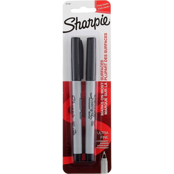 Sharpie Permanent Ultra-Fine Point Markers, Black 2 ea (Pack of 6)