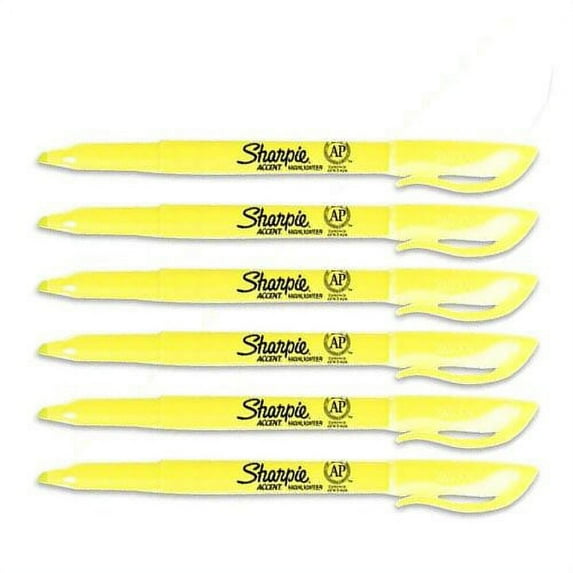 Sharpie Pocket Highlighter, Chisel Tip Florescent Yellow, 6 Pens Per Order 27084