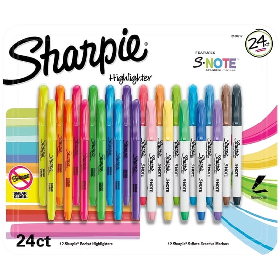 Sharpie Pocket Highlighter and S-Note Creative Marker Set 24 Count