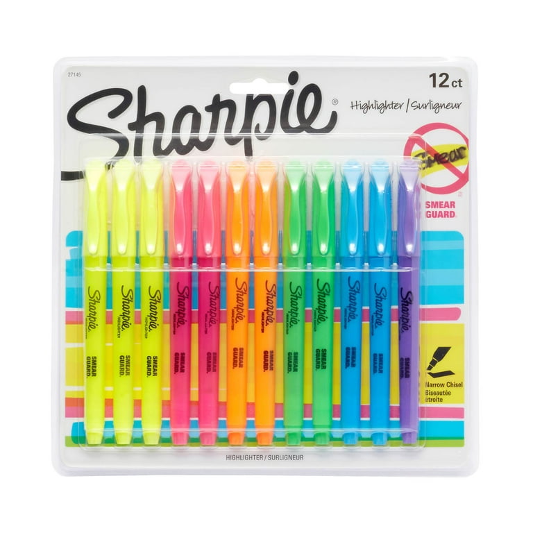  SHARPIE Clear View Highlighters with See-Through Chisel Tip -  12 Stick and 12 Tank Highlighters : Office Products