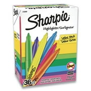 Sharpie Pocket Narrow Chisel Tip Highlighters, Assorted Fluorescent Colors, 36 Count