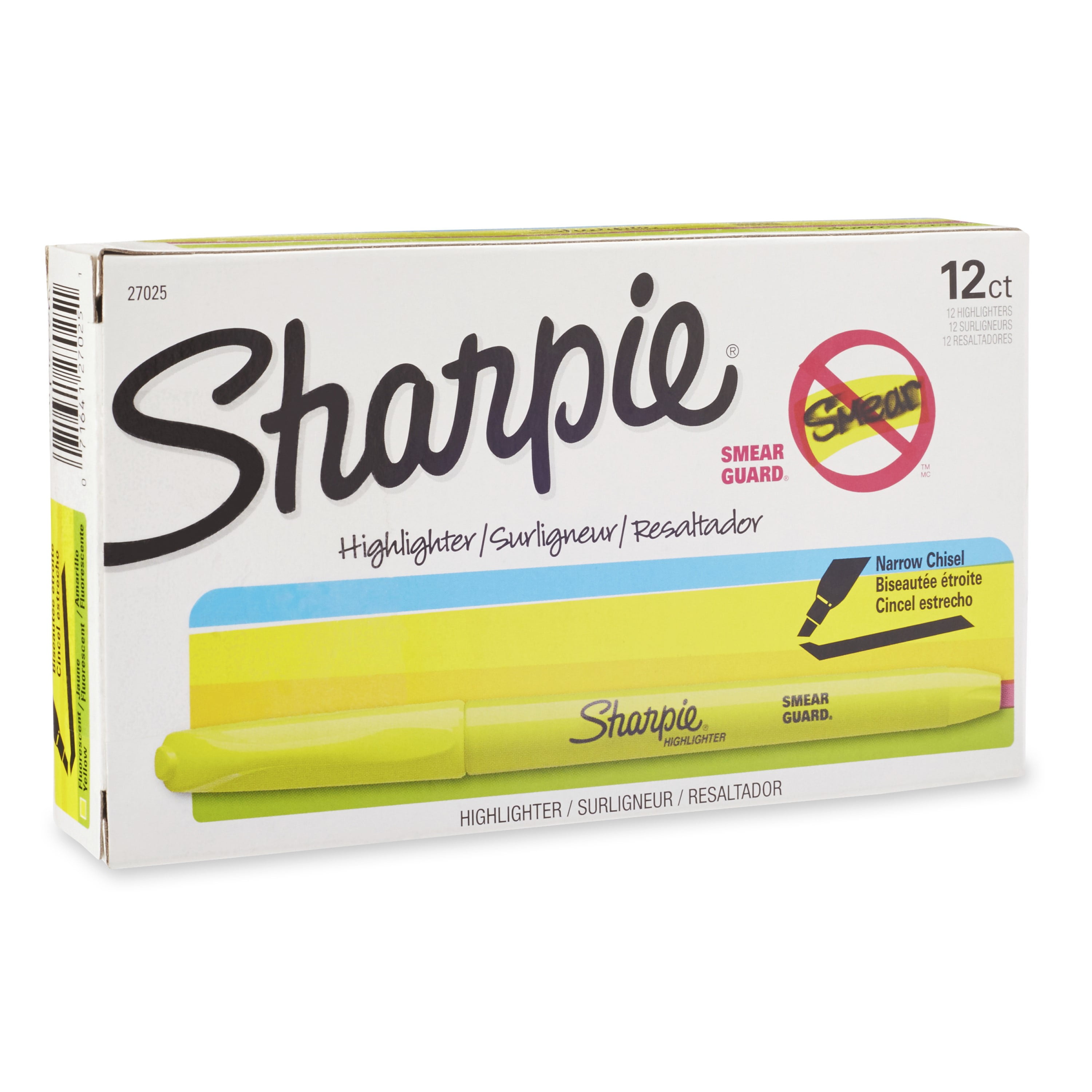 Sharpie 4pk Highlighters Smear Guard Chisel Tip Yellow : Target