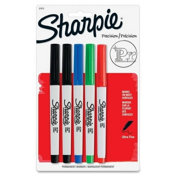 Sharpie Precision Permanent Markers Ultra Fine Marker Point - Assorted - 5 / Pack