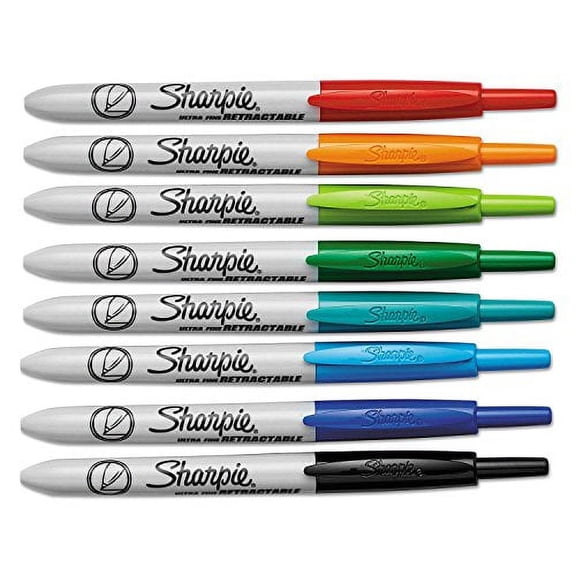 Sharpie Retractable Permanent Marker, Extra-Fine Needle Tip, Assorted Colors, 8/Set (1742025)