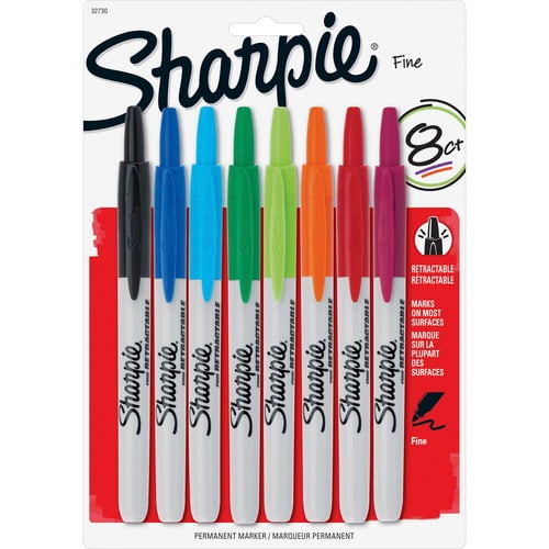 Sharpie Retractable Permanent Markers, Assorted Ink (32730PP) | 10 Sets (80 Total)