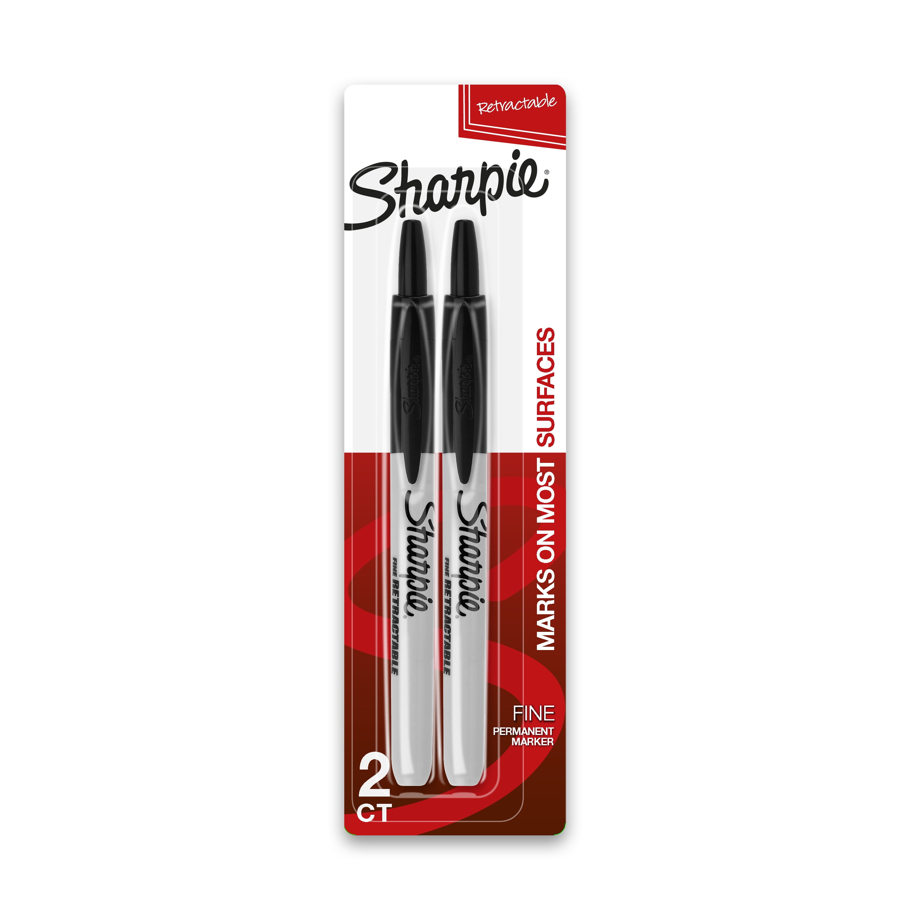  Sharpie Retractable Pen - Fine Point - Black - Pack of 2