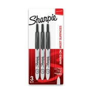Sharpie  Retractable Permanent Markers, Ultra-Fine Point, Black, Pack Of 3 Markers