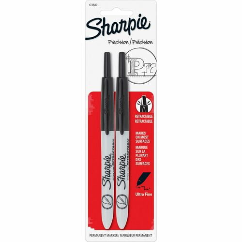 Sharpie Retractable Ultra-Fine Point Permanent Markers, Black Ink (1735801) | 2 Packs (4 Total)