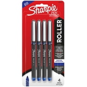 Sharpie Rollerball Pen, Needle Point (0.5mm) Precision Pen, Blue Ink, 4 Count