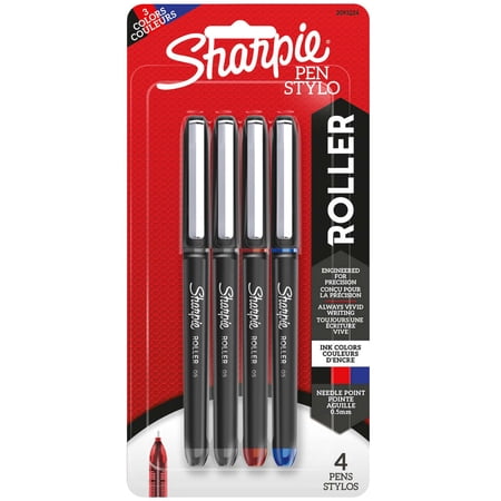 Sharpie Rollerball Pens, Carded Packaging, .5mm, 4-Pack