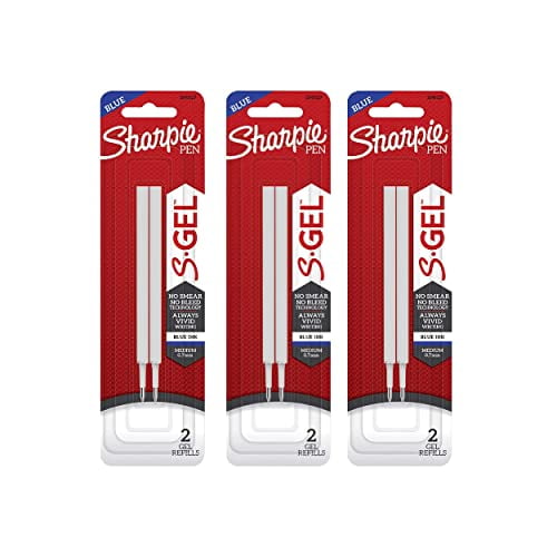 Sharpie SGel GelInk Pen Refill, 0.7mm Medium Point, Blue Ink, 6