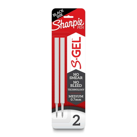 Sharpie S-Gel Refills, Black Ink Gel Pen Refills, Medium Point (0.7mm), 2 Count