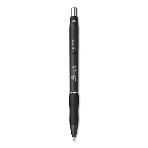 S-Gel Retractable Gel Pen Fine 0.5 mm, Black Ink, Black Barrel, Dozen