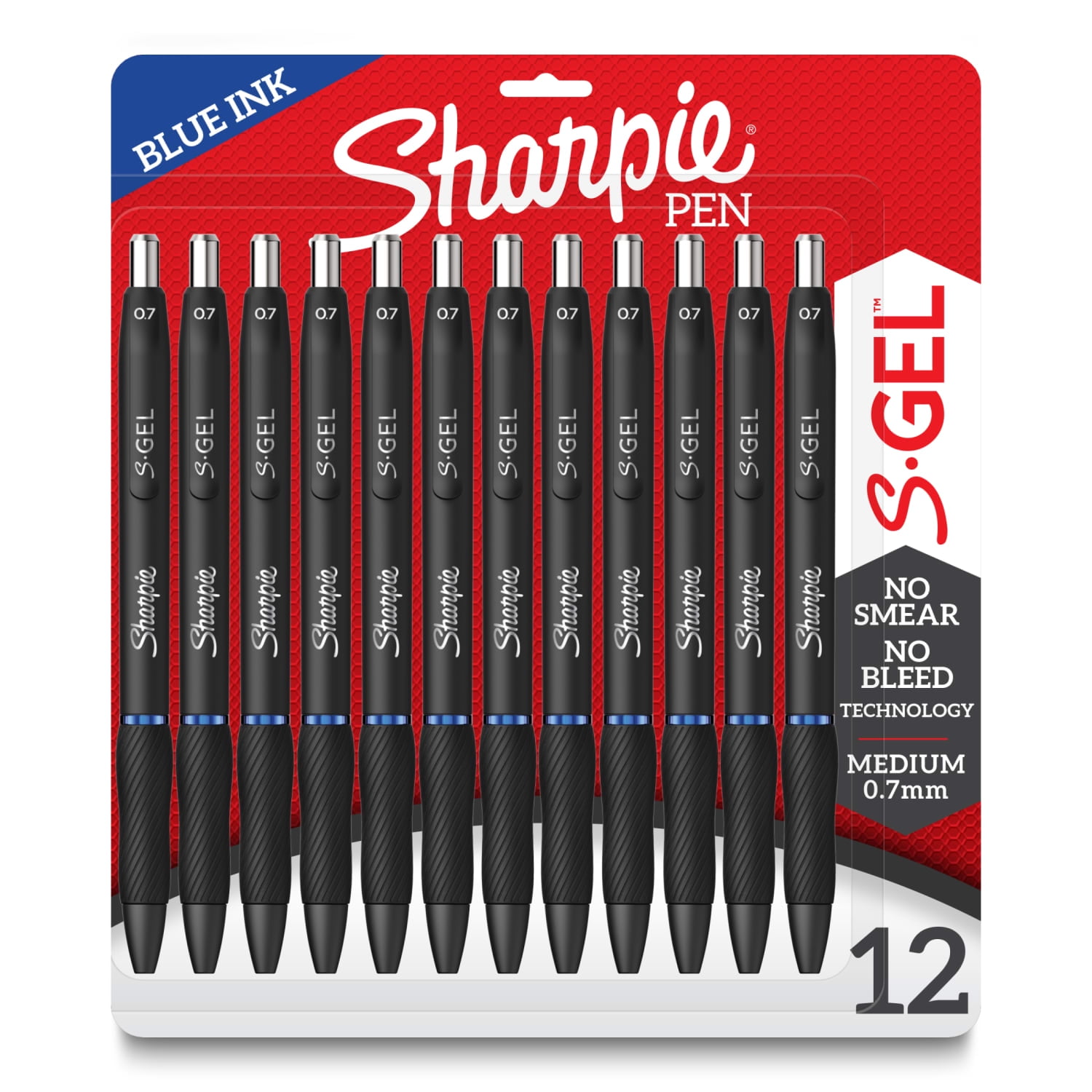 Sharpie S-Gel, Gel Pens, Medium Point (0.7mm), Blue Ink Gel Pen, 12 Count