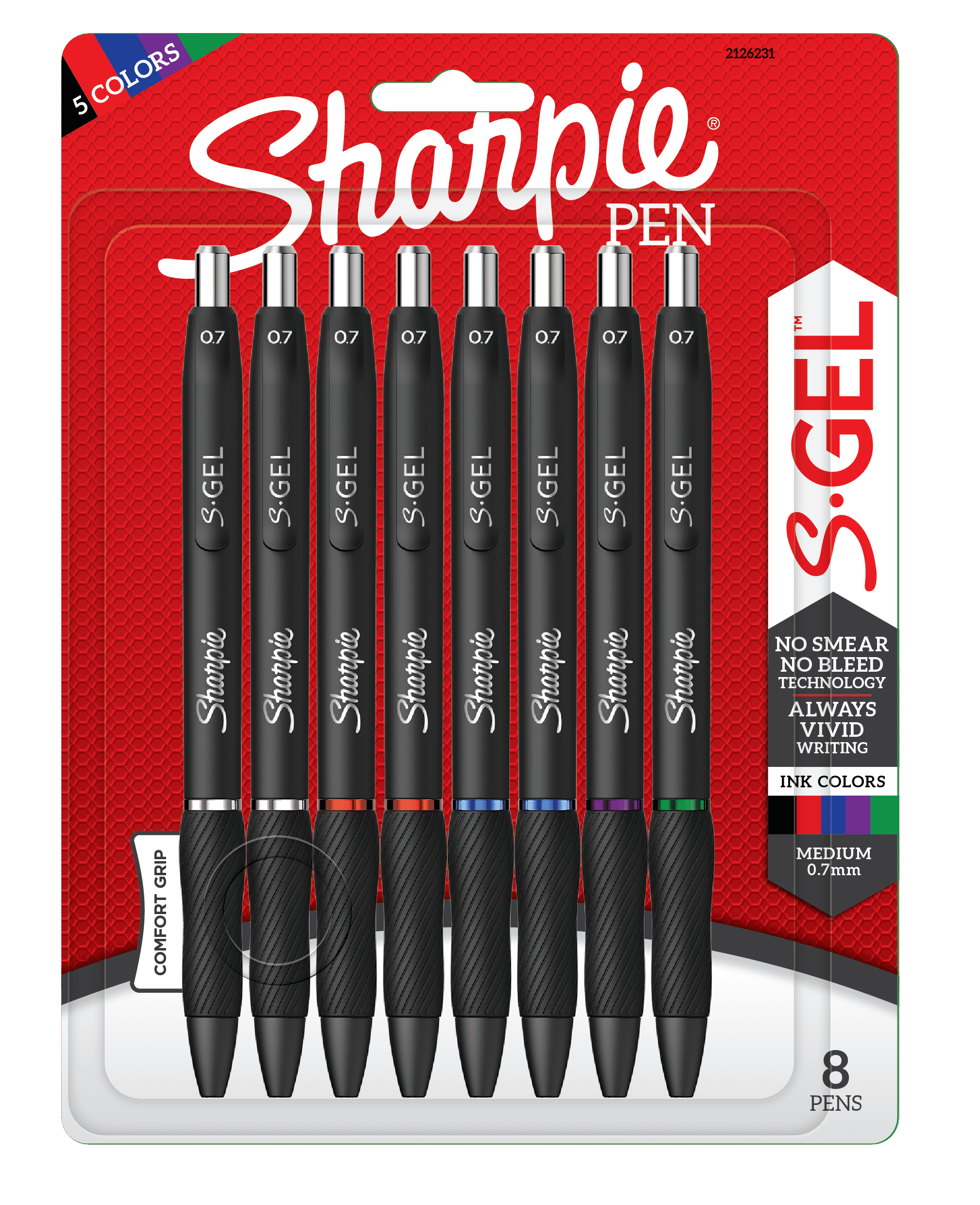 Sharpie S-Gel Gel Pens, Medium Point, 0.7mm, Assorted, 8 Count